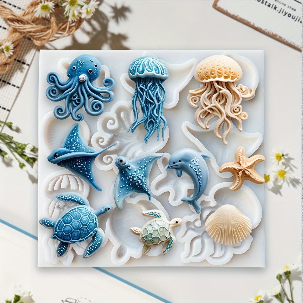 Soap Making Tray - Meerestier-Silikonform: Oktopus, Qualle, Delfin, Schildkröte –