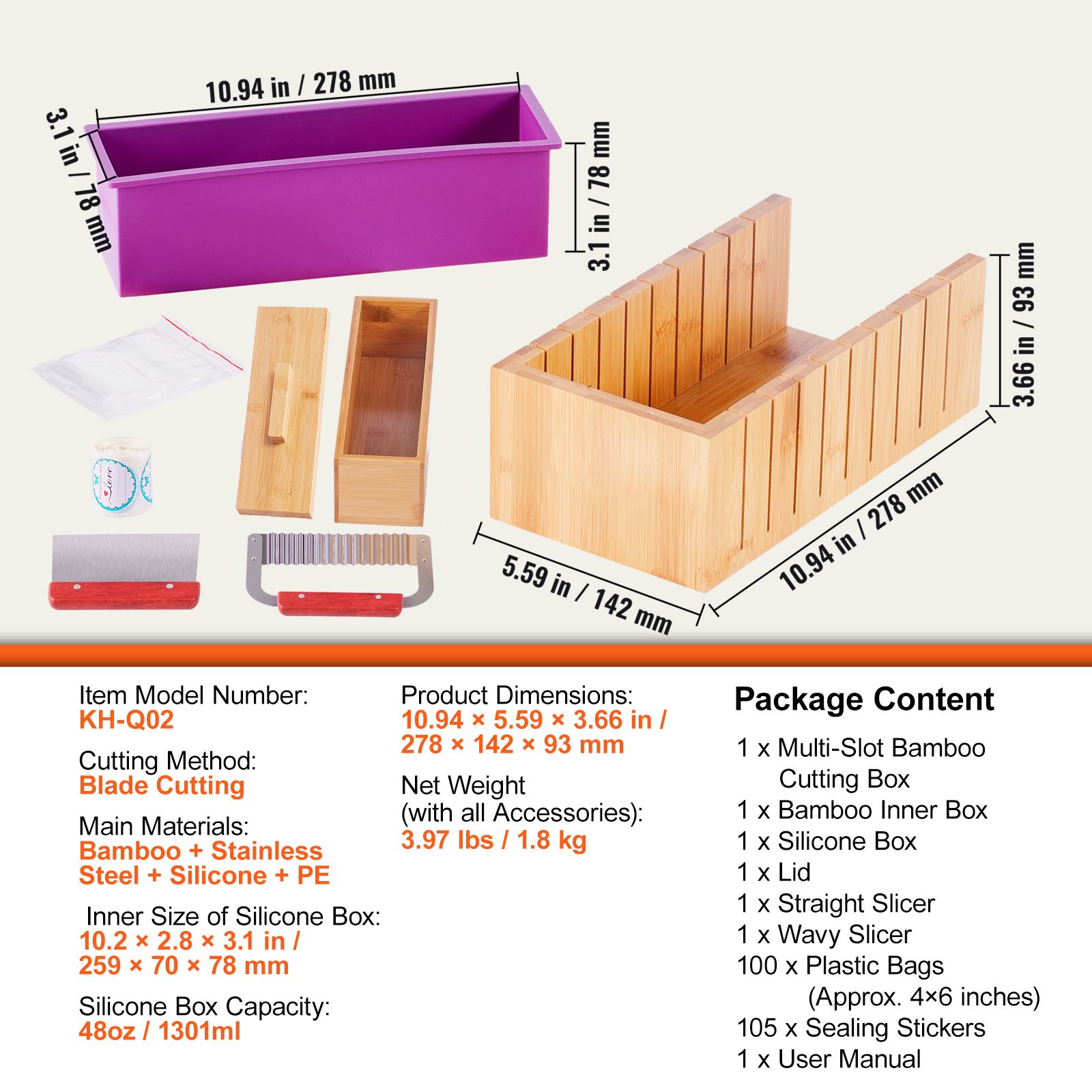 Soap Making Kit For Adults - Seifenherstellungs-Set, Bambus-Schneidebox und Innenbox mit Silikonform,